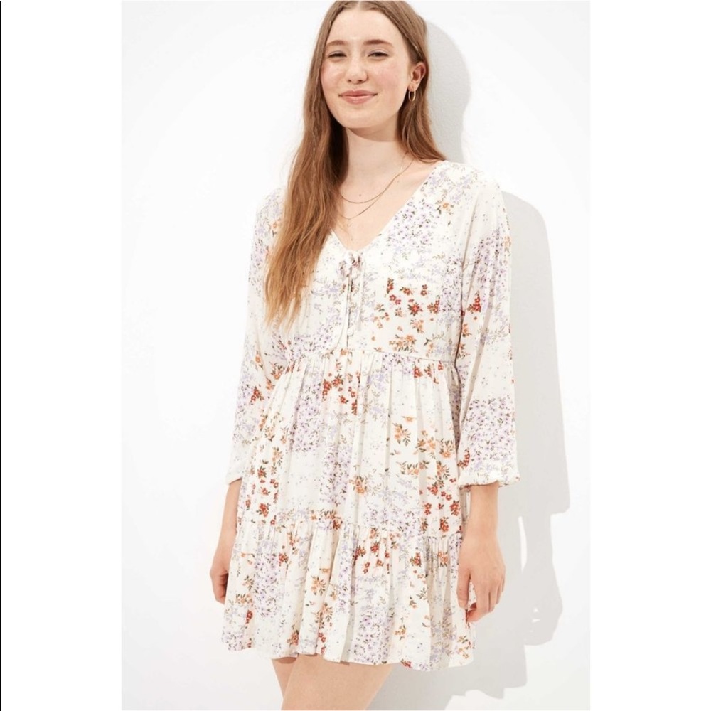 American Eagle Floral Long Sleeve Mini Dress
